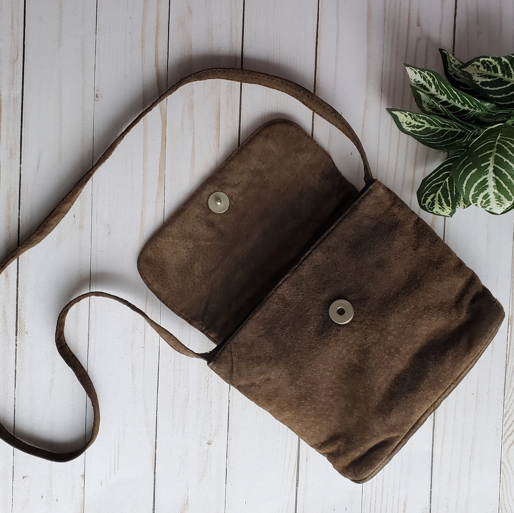 90s Wilson's Brown Suede Leather Shoulder Bag